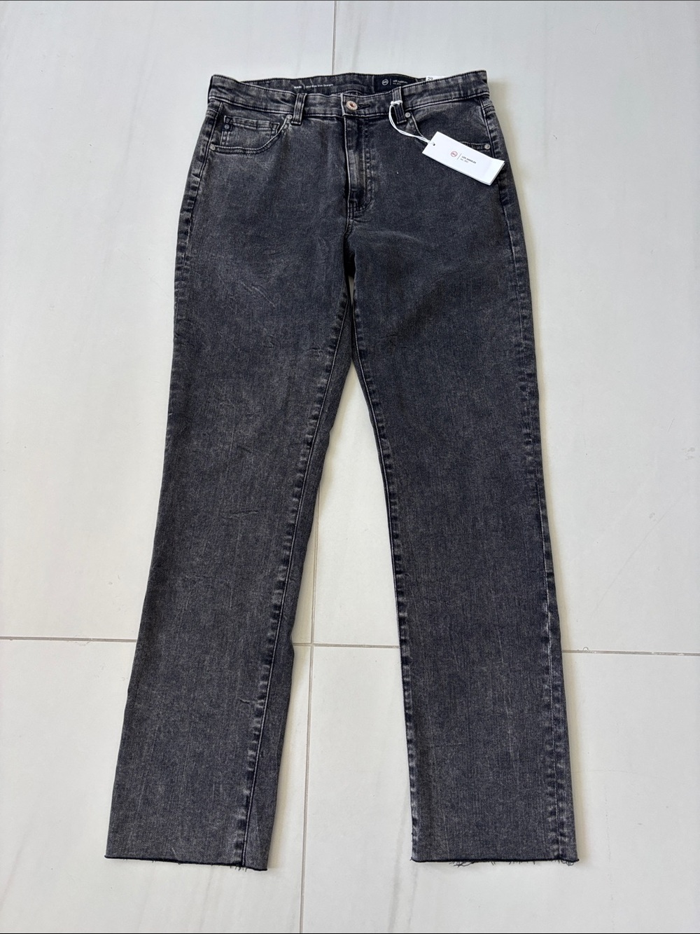 Ag Adriano Goldschmied Washed Charcoal Straight Jeans. NWT